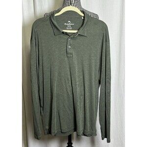 Tommy Bahama Shirt Mens XL Green Horizontal Weave Lyocell Tencel Blend Polo